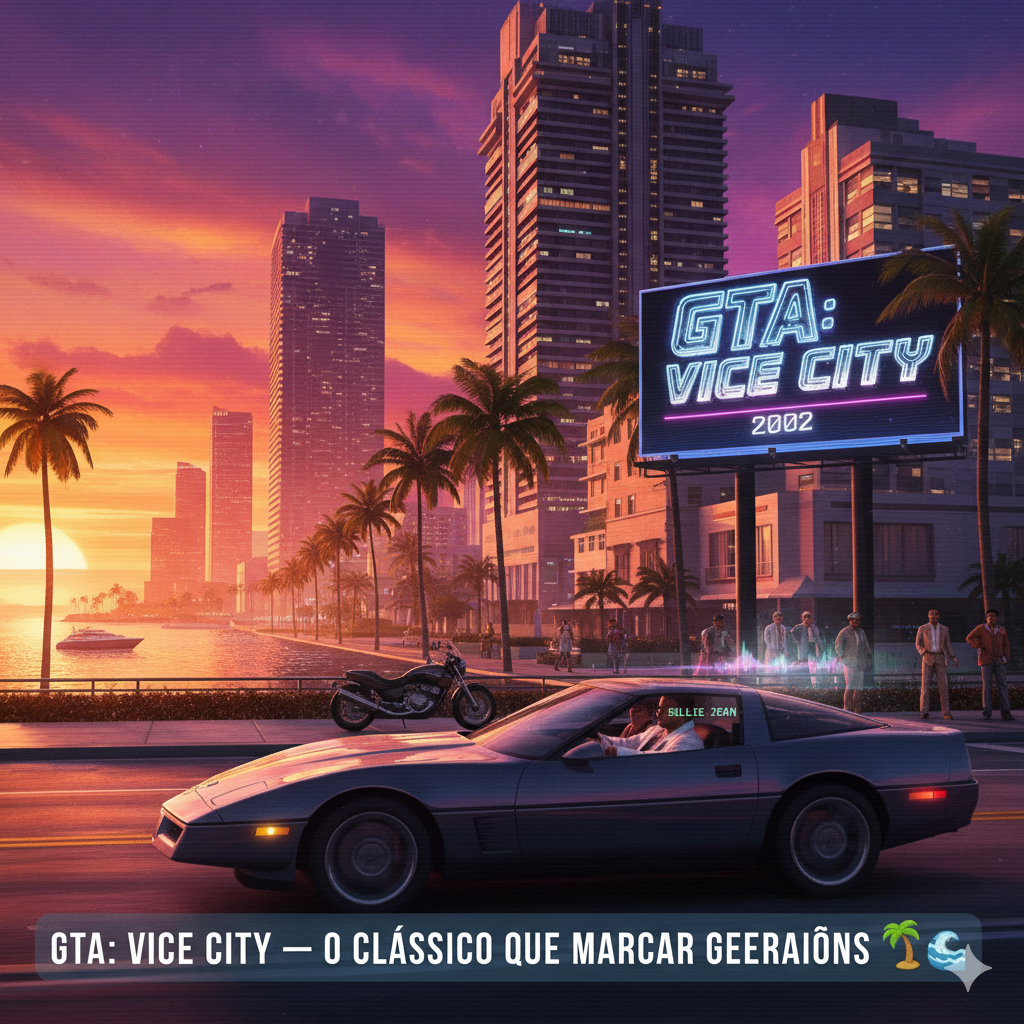 GTA: Vice City — o clássico que marcou gerações e redefiniu os jogos de mundo aberto 🏖️